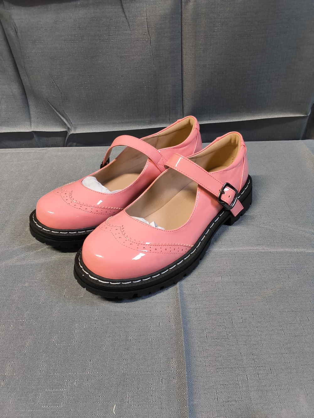 Pink Mary Jane Platform Shoes with Buckle Strap